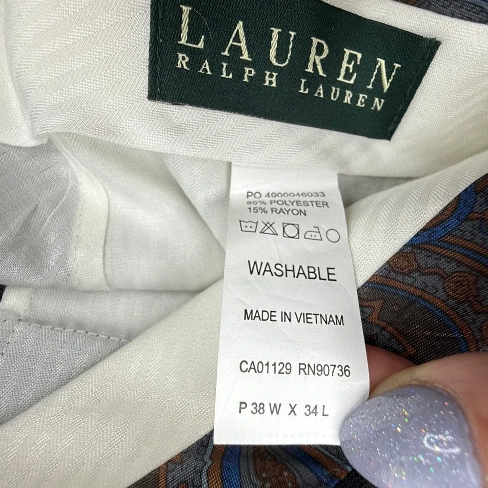 Lauren Ralph‎ Lauren Mens Charcoal Grey Micro Check Dress Pants 38W x 34L NWT